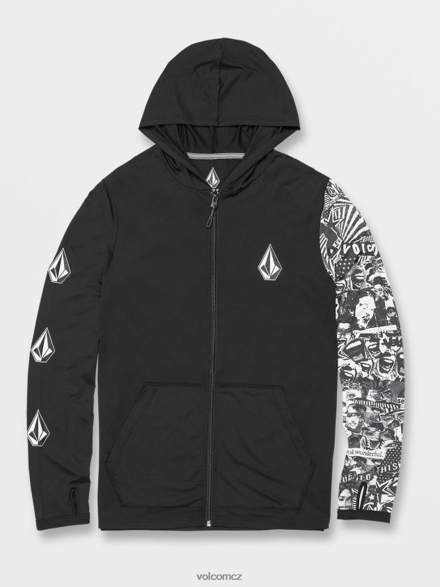 cz Volcom muži oblečení ikonická kamenná kapuce koláž s dlouhým rukávem upf 50 rashguard Černá 6Z0N20647