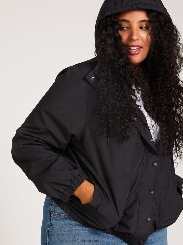 cz Volcom ženy oblečení nepřátelská kamenná větrovka plus size Černá 6Z0N20893